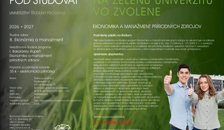 Fotka - Poď študovať na zelenú univerzitu vo Zvolene